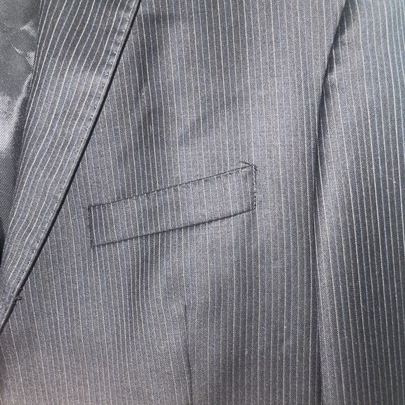 Calvin Klein Blazer Mens 42R Black Wool Pinstripe Buttons Lined‎ Sports Coat - Picture 8 of 13